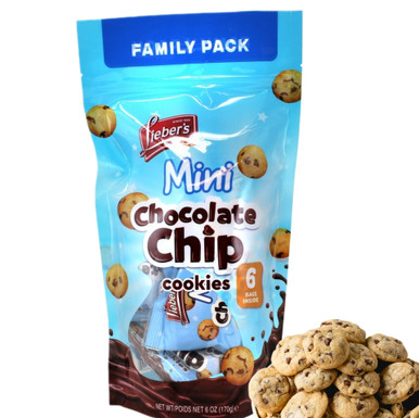 Lieber's Passover Mini Chocolate Chip Cookies, Family Pack Snacks, 6 Count