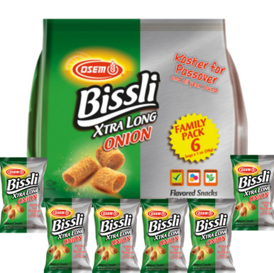 Osem Passover Bissli Onion Flavored Snacks, Family Pack, (Gebrokts) 6 Count