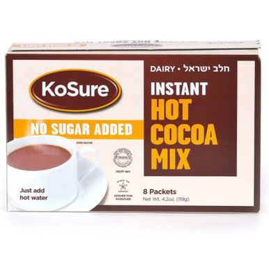 KoSure Passover Hot Chocolate Cocoa Mix, No Sugar Added, 8 Packets