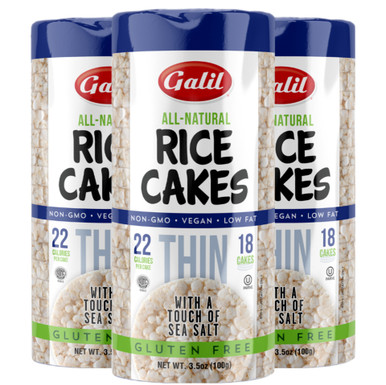 Galil Rice Cakes, Thin with Sea Salt, Gluten Free, Vegan, Low Fat, 3.1 oz (Pack of 3)