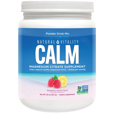 Natural Vitality CALM Magnesium Citrate Supplement, Raspberry Lemon Flavor, 20 oz, 325mg per Serving