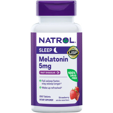 Natrol Melatonin Fast Dissolve, 5mg, Strawberry Flavor, 250 Tablets