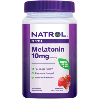 Natrol Melatonin Gummies, 10mg, Strawberry Flavor, 180 Count