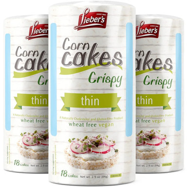 Lieber's Crispy Thin Corn Cakes, Vegan, 2.9 oz (3 Pack)