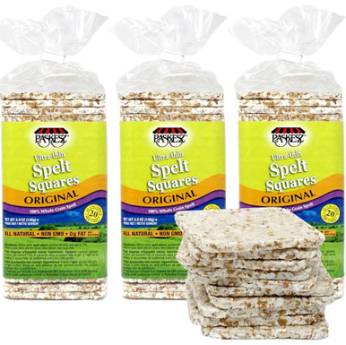 Paskesz Ultra-Thin Spelt Squares, 100% Whole Grain, Non-GMO, Kosher, 4.9 oz (3 Pack)