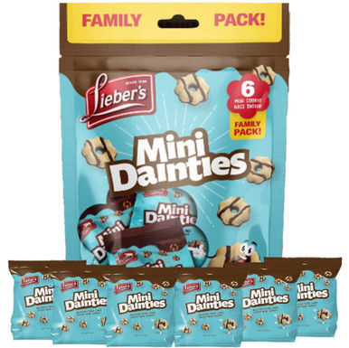 Lieber's Mini Dainties Family Pack, Chocolate Fudge Lined Crispy Cookies, 6 Individual Bags