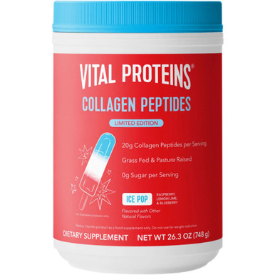 Vital Proteins Collagen Peptides Powder, Ice Pop Flavor, 20g Protein, Limited Edition, Sugar Free, 26.3 oz