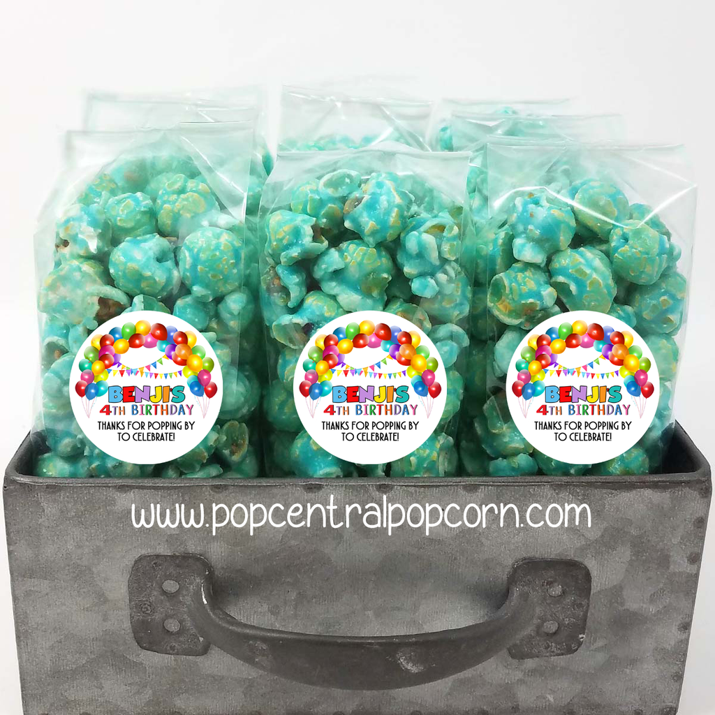 Bright Balloons Birthday Party Popcorn Favors