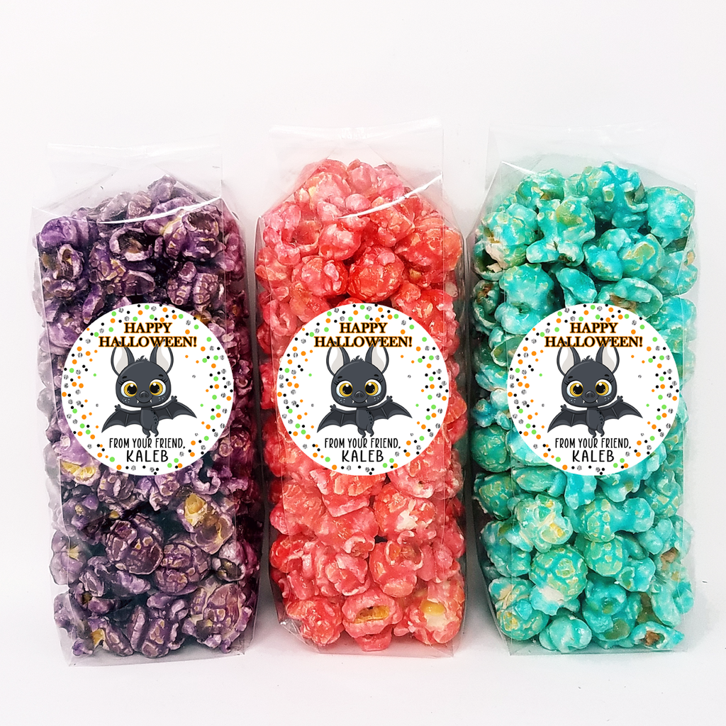Halloween Popcorn Bags - Bat with Polka dot border