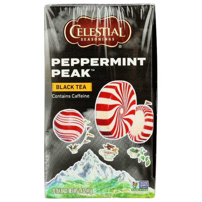 Celestial Seasonings - Black Tea Peppermint Peak, 20 Bags | Pack of 6