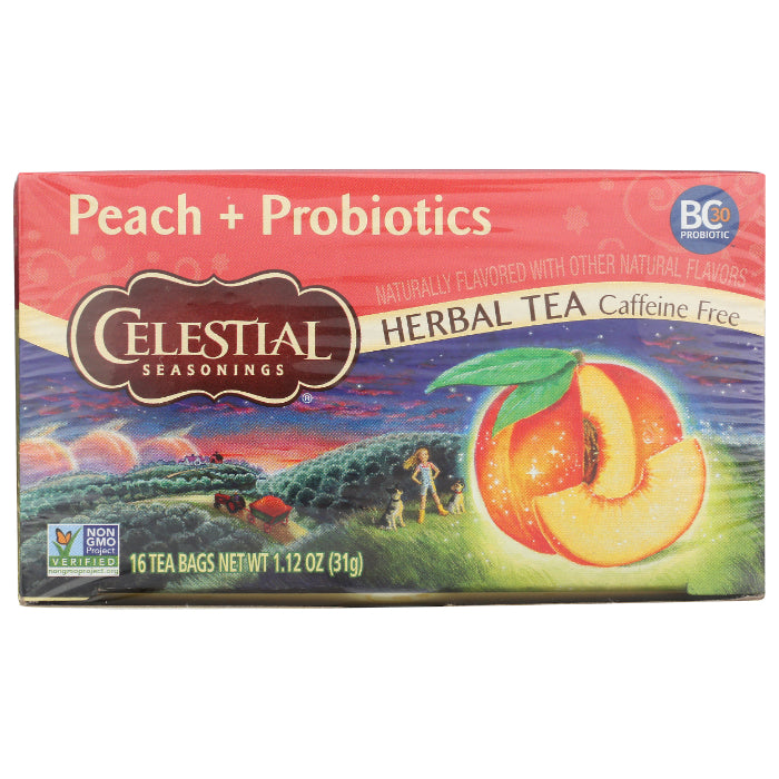 Celestial Seasonings - Country Tea Peach + Probiotics, 16 Bags | Pack