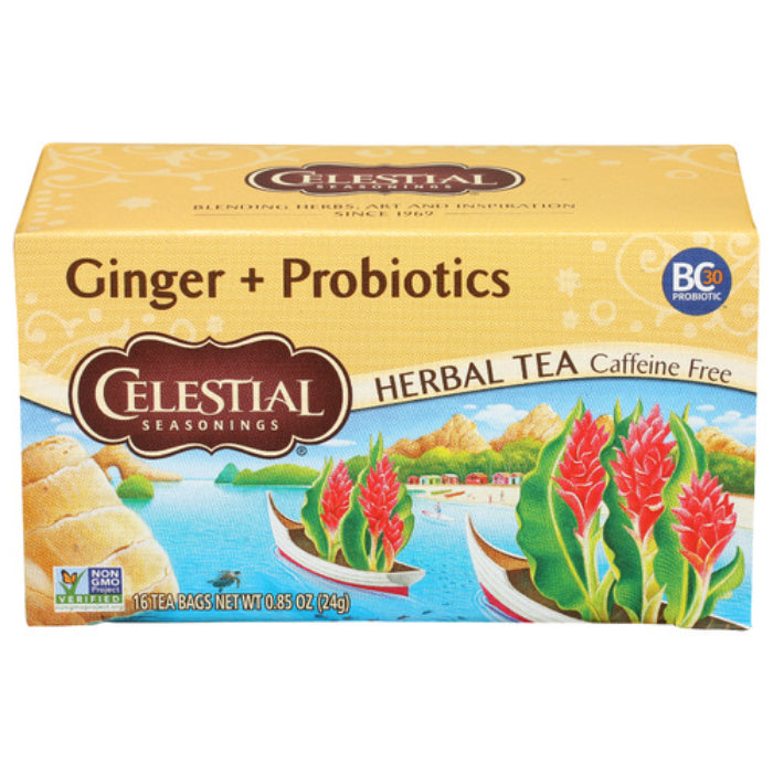 Celestial Seasonings - Herbal Tea Ginger Probiotics, 16 Bags | Pack of