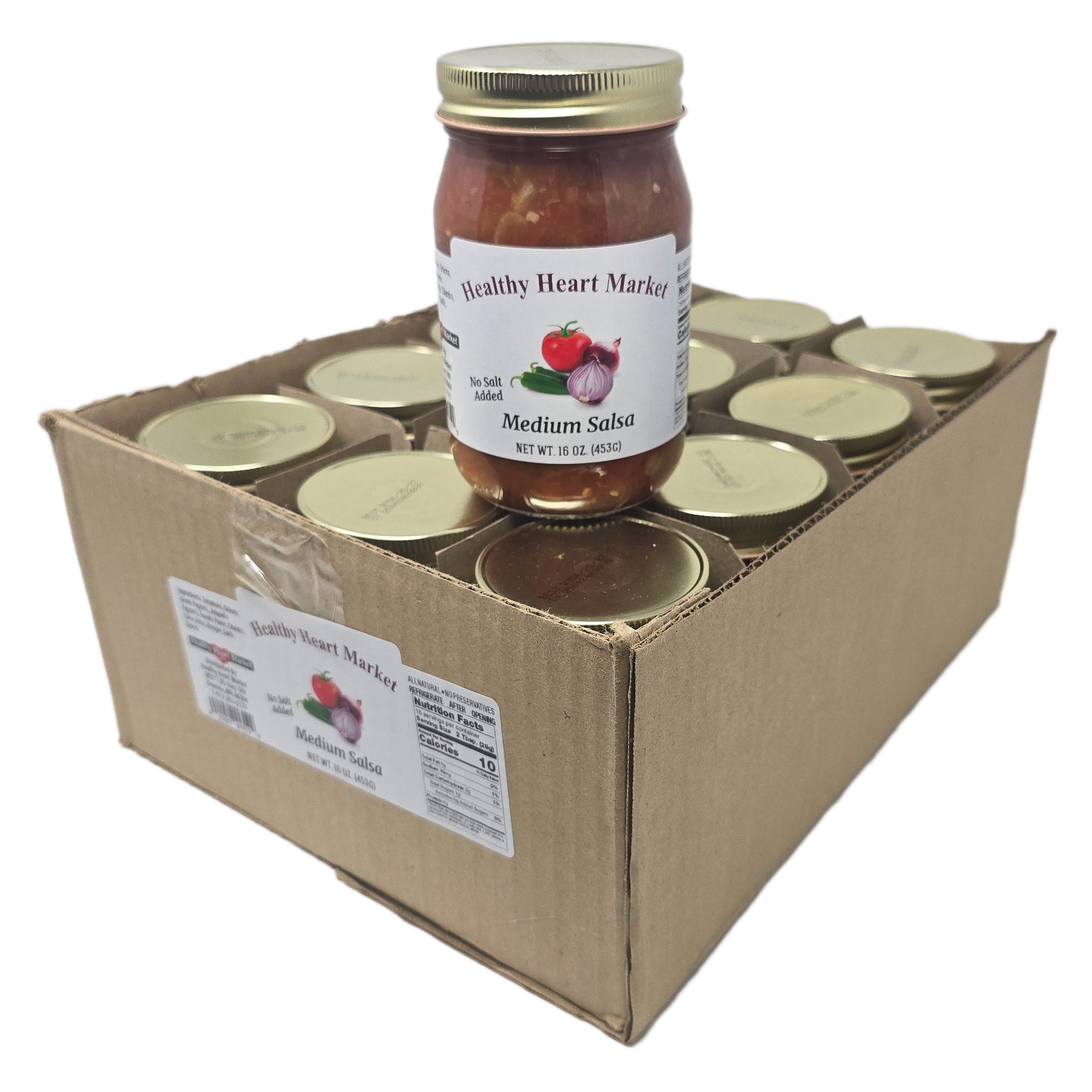 Case of 12 Healthy Heart Market No Salt Added Medium Salsa - 16oz.