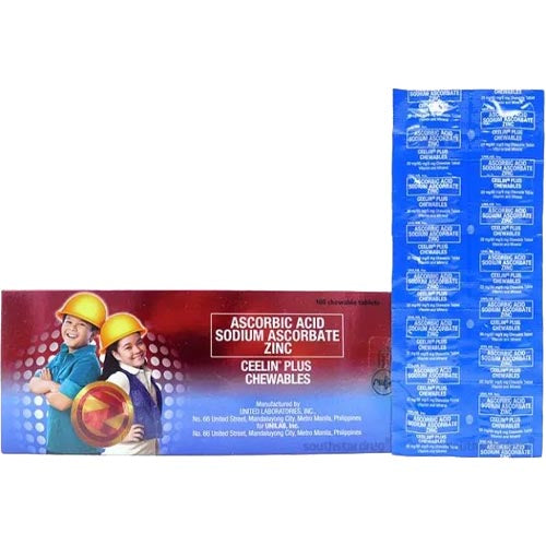 Ceelin Plus - Chewables - Ascorbic Acid Sodium Ascorbate Zinc - 100 Tablets