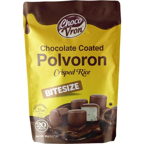 ChocoVron - Chocolate Coated - Polvoron - Crisped Rice - BiteSize - 20 Pieces - 80 G