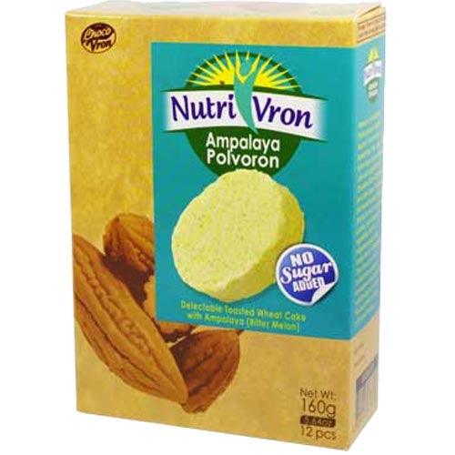 ChocoVron - NutriVron - Ampalaya Polvoron - Delectable Toasted Wheat Cake with Ampalaya (Bitter Melon) - 12 PCS - 160 G