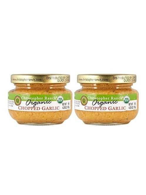 Chopped Garlic Organic USDA Christopher Ranch 4.25 oz Set of 2 Total f