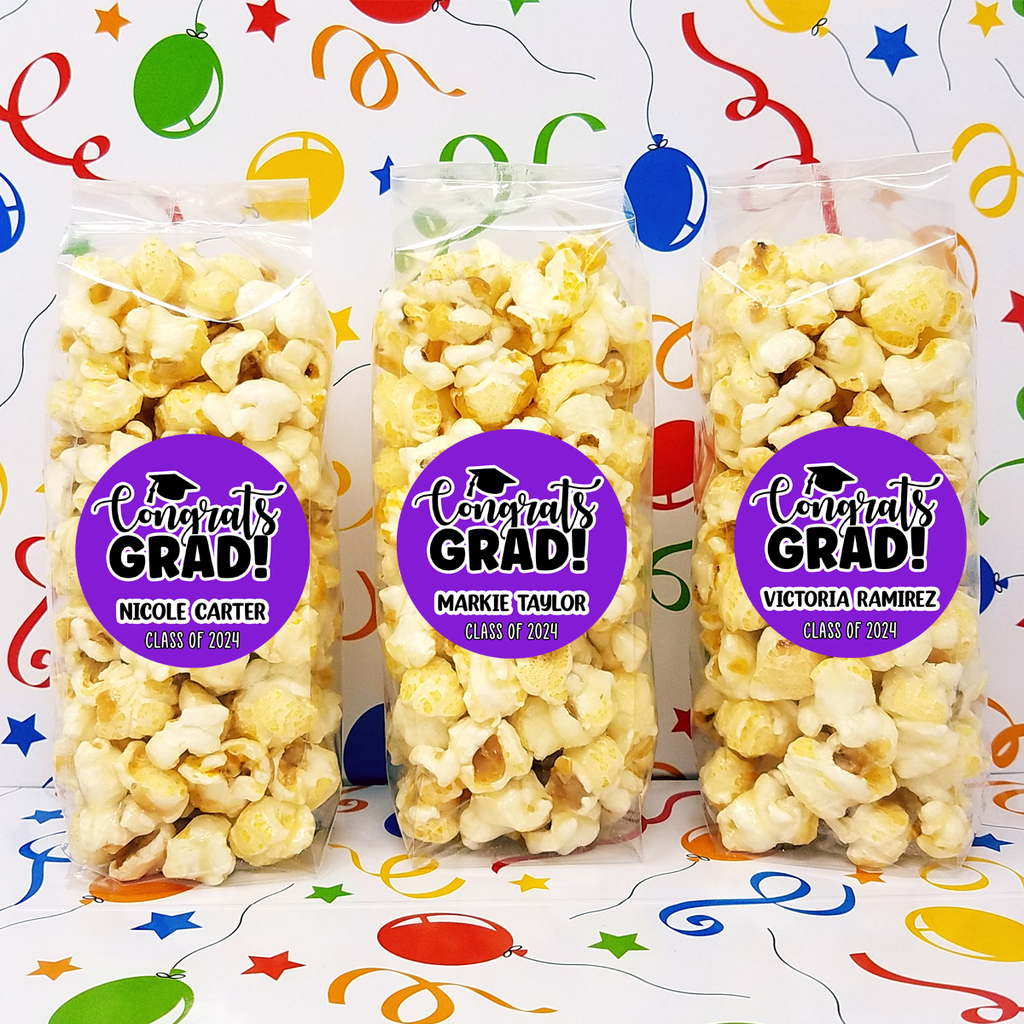 Purple Congrats Grad - Graduation Popcorn Favors