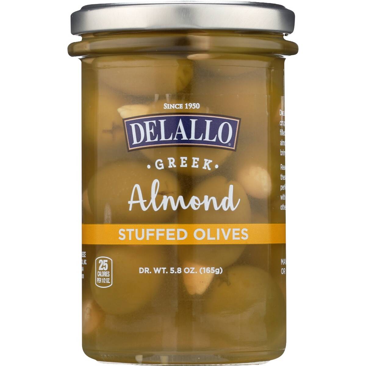 Delallo - Olives Almond Stuffed, 5.82 Oz | Pack of 6