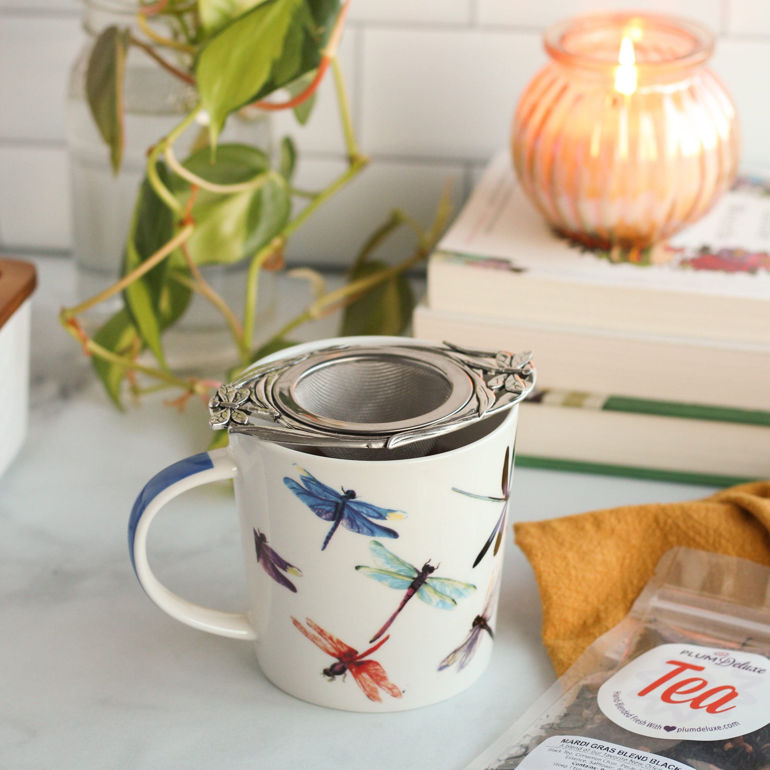Lucky Dragonfly Mug with Infuser (in Gift Box)