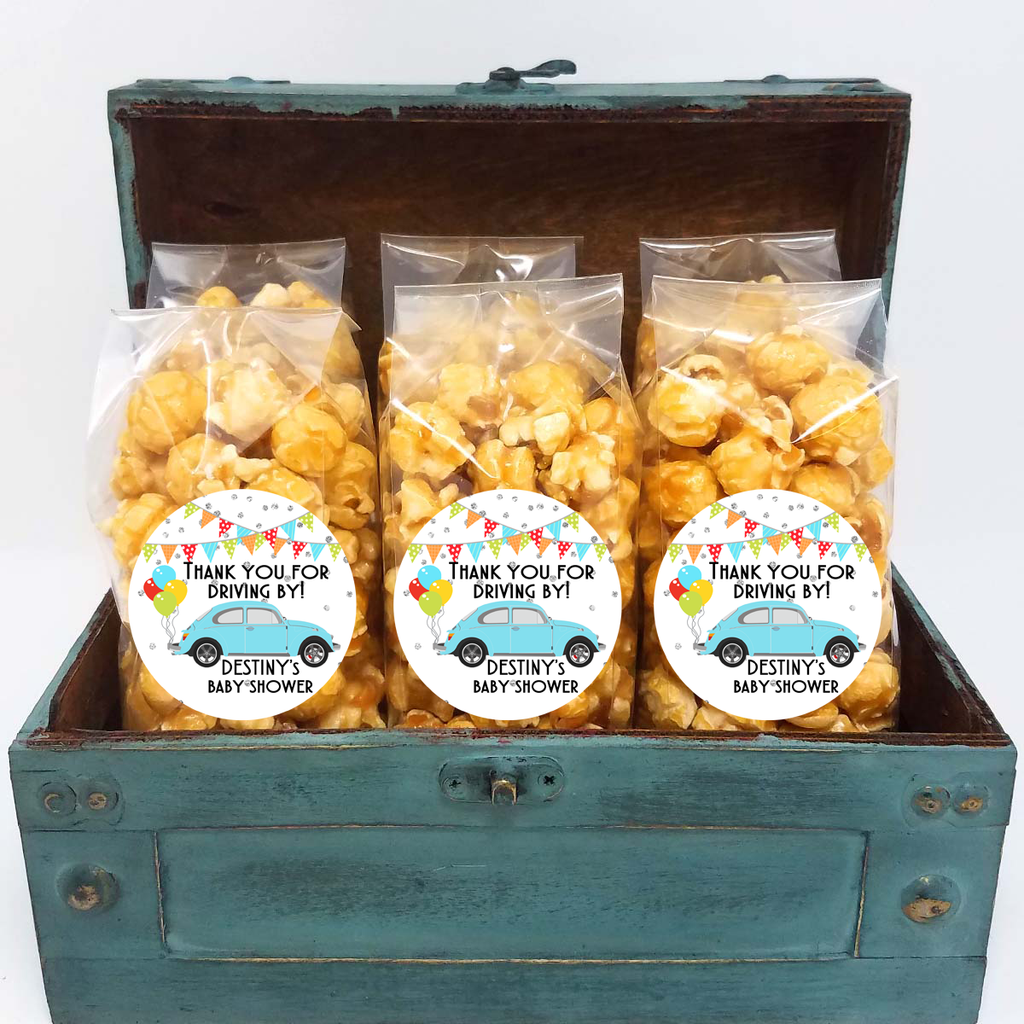 Drive By Baby Shower Popcorn Favors - Blue Beetle