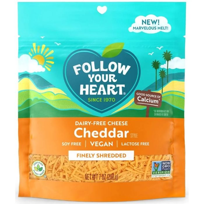 Follow Your Heart - Cheddar Shredded 7 Oz - Pack Of 8