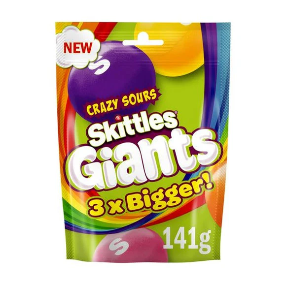 Skittles Giants Crazy Sours141g - UK (Case of 12)