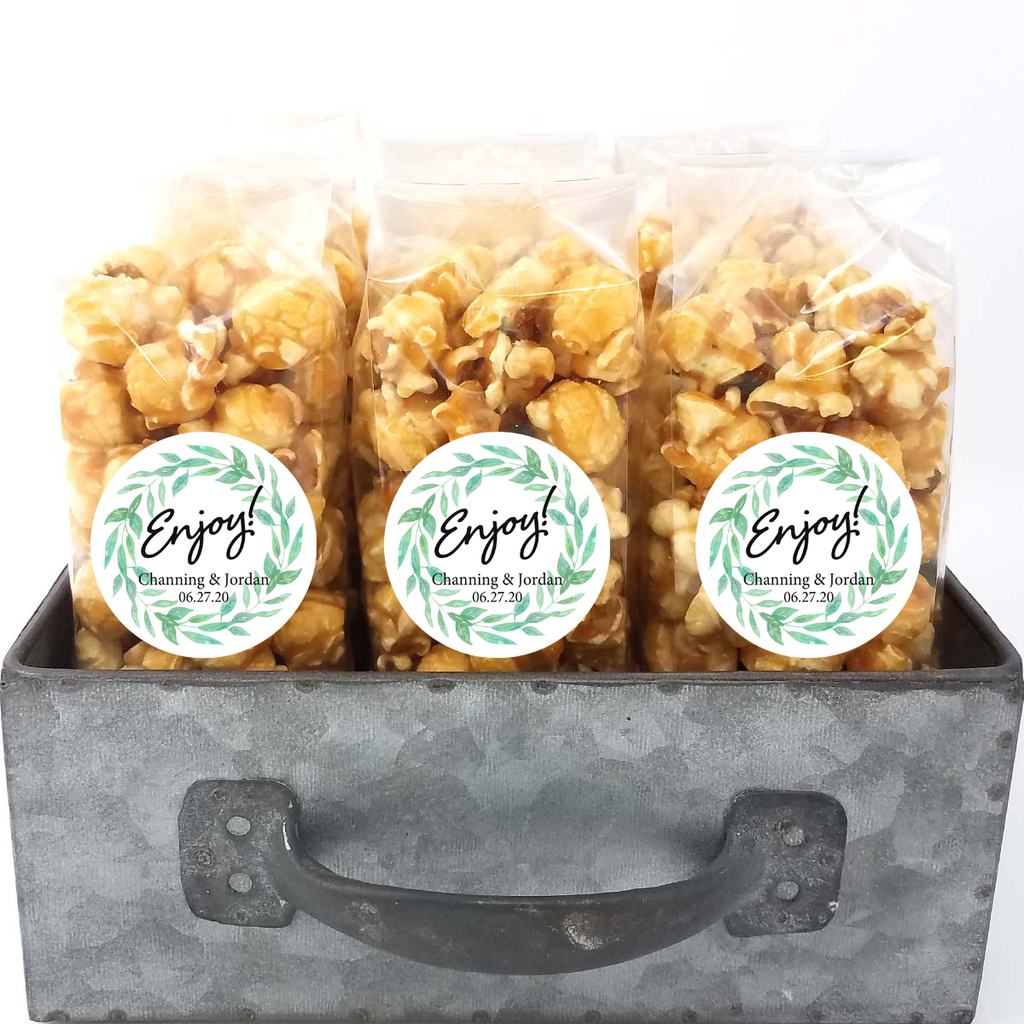 Green Leaf Wreath - Wedding Popcorn Favors