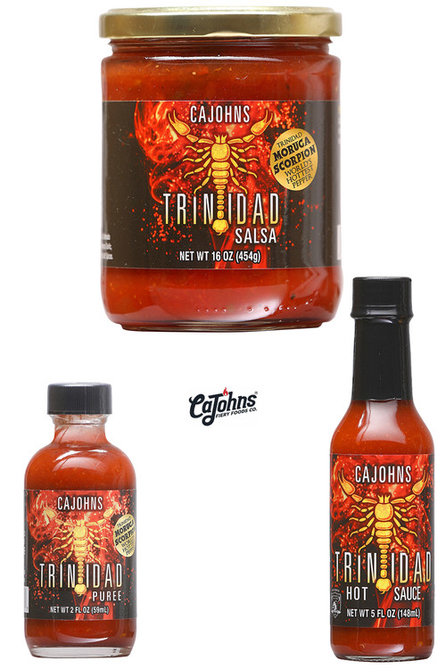 CaJohn's Scorpion Pepper Gift Set, 1/2oz, 1/5oz, 1/16oz.