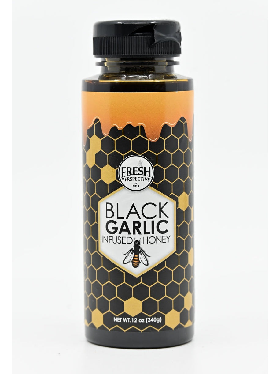 Honey Black Garlic Infused Honey Fresh Perspectives 12 oz plastic jar