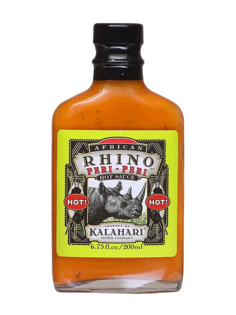Hot Sauce African Rhino Peri Peri Pepper Hot 6.75 oz Flask Heat 9 $8.9