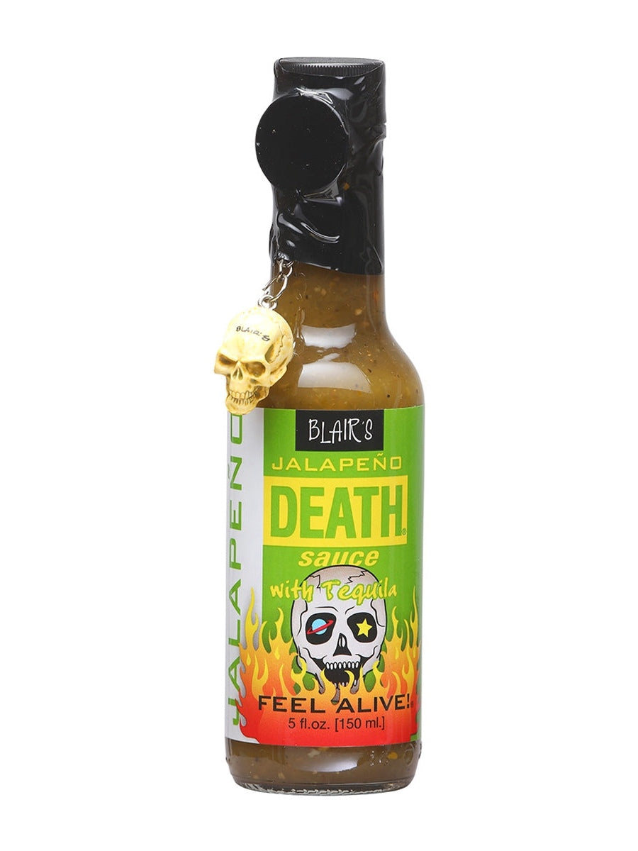Hot Sauce Blairs Death Jalapeno with Tequila 5 oz Heat 7 Skull keychai