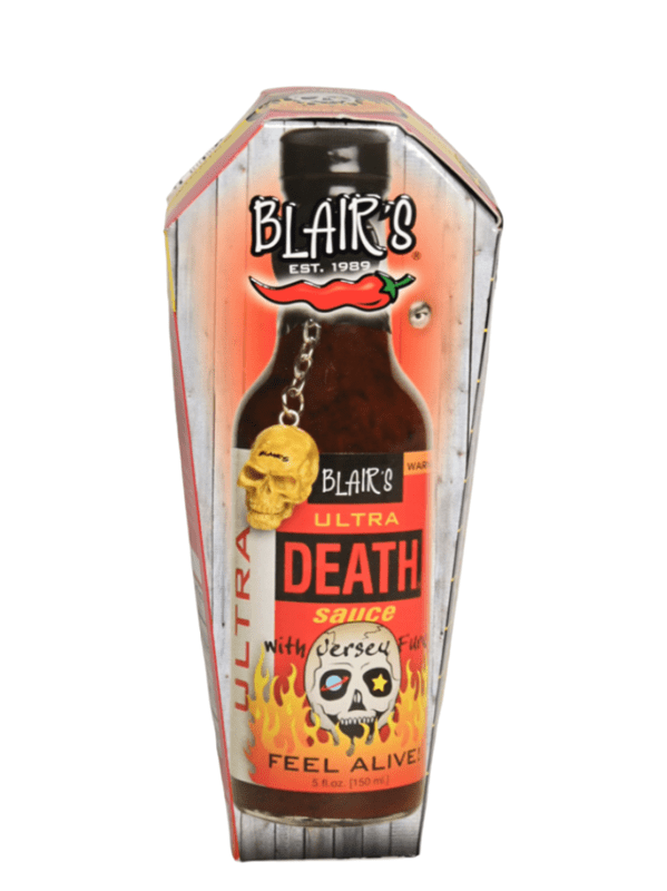 Hot Sauce Blairs Ultra Death in Coffin Skull Keychain 5 oz Heat 10 $26