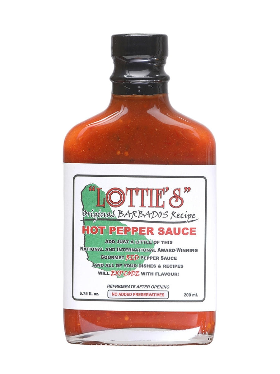 Hot Sauce Lotties Original Barbados Red Hot Pepper Sauce 6.75 oz Flask