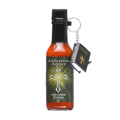 Hot Sauce Salvation Sauce Cajun Cayenne with Mini Bible Keyring Heat 4