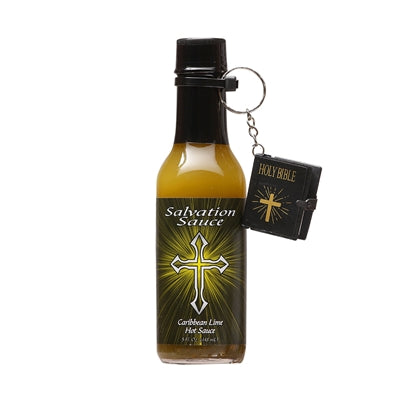 Hot Sauce Salvation Sauce Caribbean Lime with Mini Bible Keyring Heat