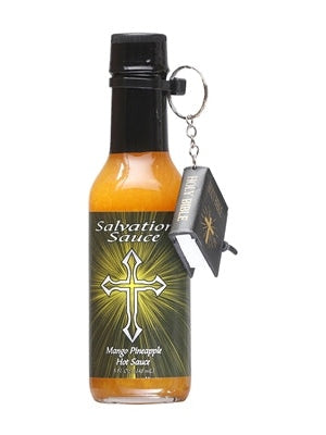 Hot Sauce Salvation Sauce Mango Pineapple with Mini Bible Keyring 5 oz