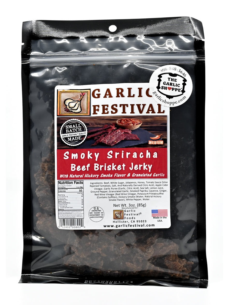 Jerky Smoky Sriracha Beef Brisket Jerky Garlic Festival 3
