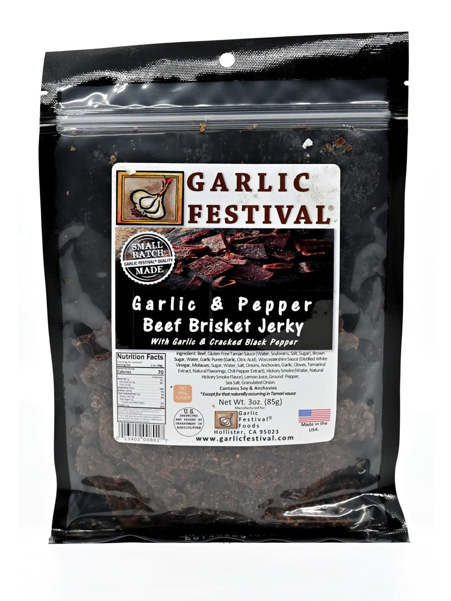 Jerky Garlic & Pepper Beef Brisket Jerky with Garlic & cracked black p