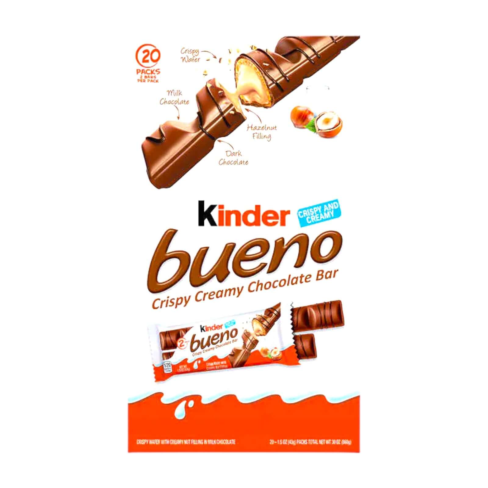 Kinder Bueno Chocolate and Hazelnut Chocolate Bars
