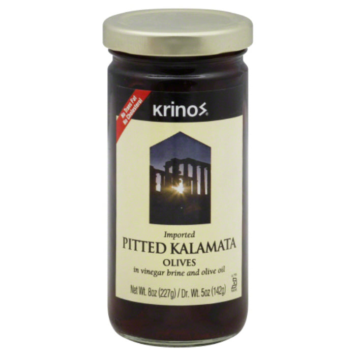 Krinos - Kalamata Pitted Olives, 8 Oz | Pack of 6