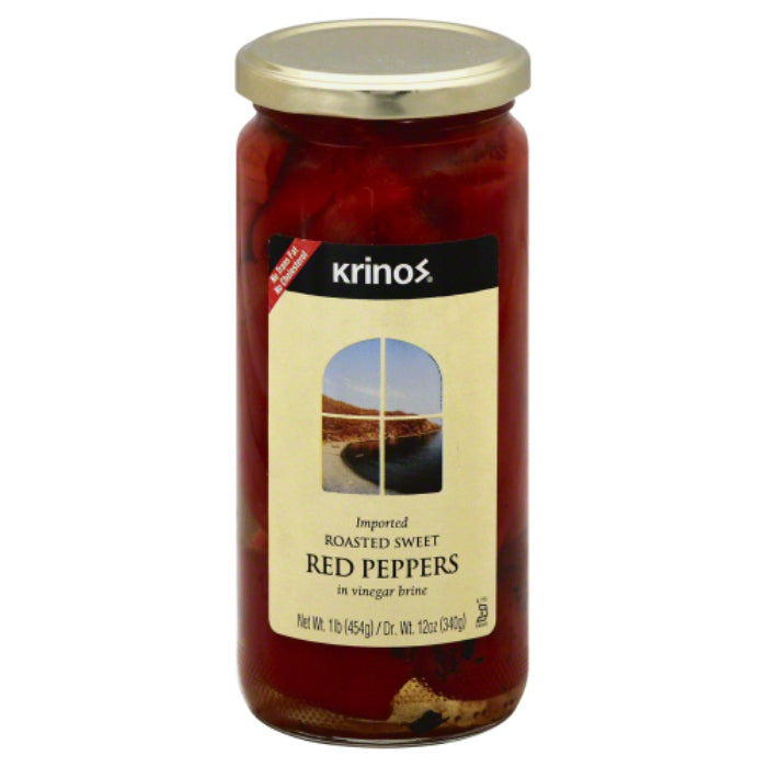 Krinos - Roasted Red Peppers, 16 Oz | Pack of 6