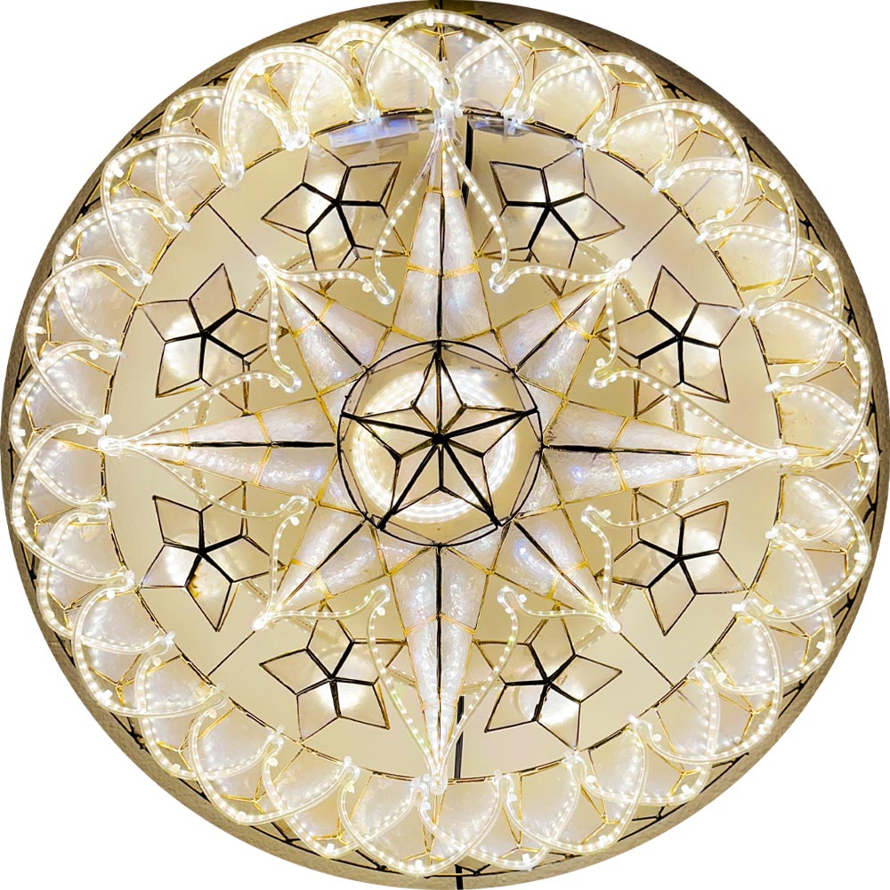 Philippines Christmas Capiz Parol Lantern Star (Tala) - WHITE ONLY LED Show - Size 24