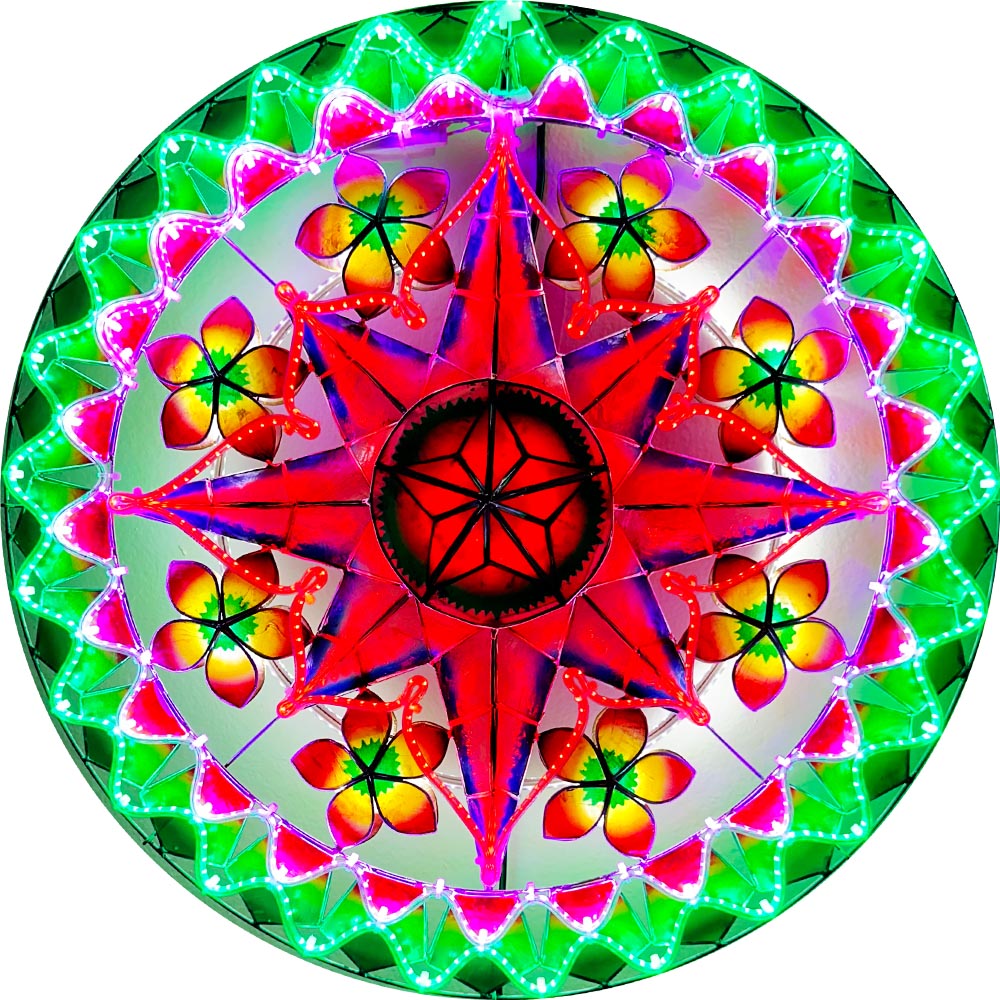 Philippines Christmas Capiz Parol Lantern Star (Tala) -Purple / Red / Green - Size 24