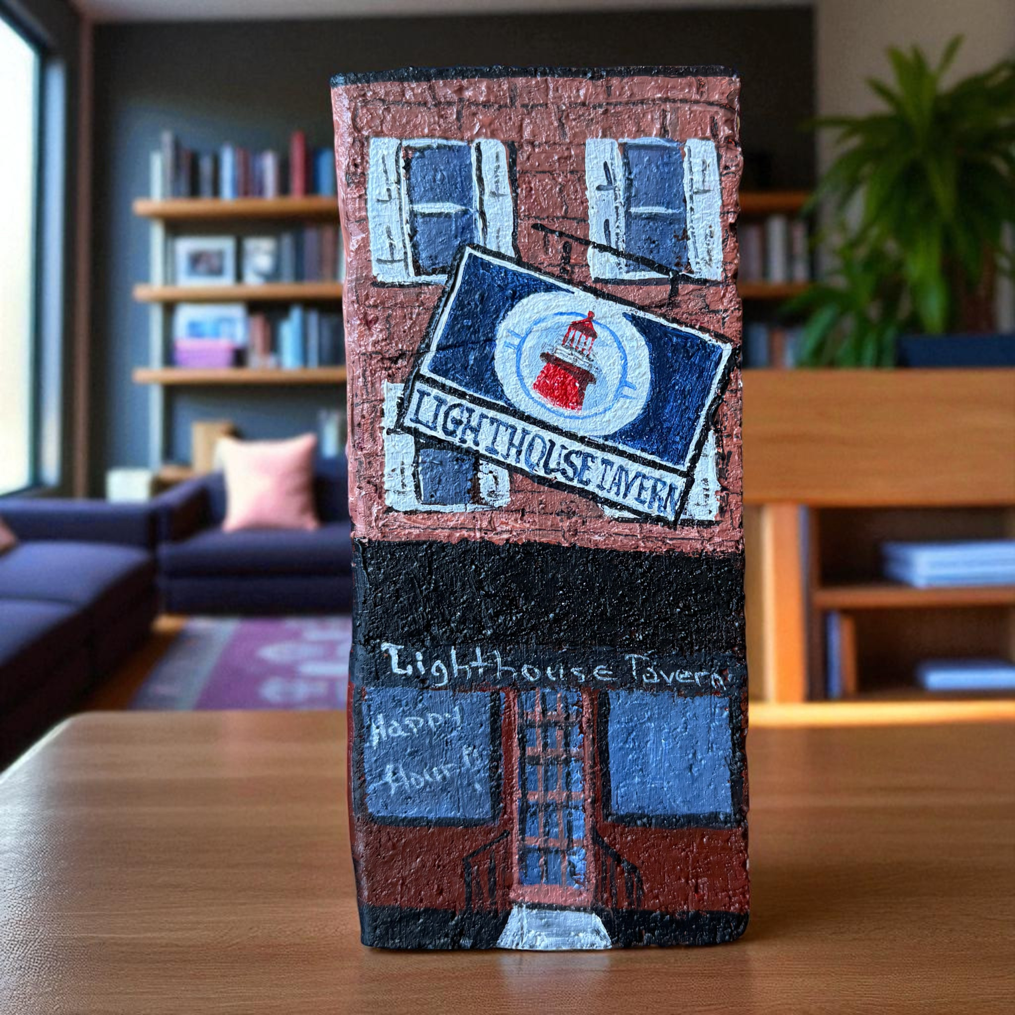 Linda Amtmann Hand Painted Brick- Lighthouse