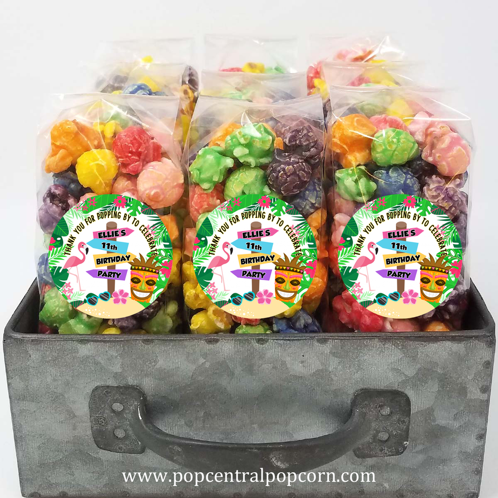 Luau Birthday Popcorn Favor Bags