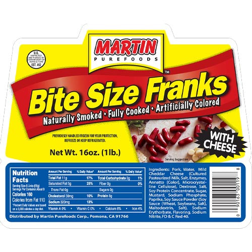 Martin Purefoods - Bite Size Franks with Cheese - 16 OZ