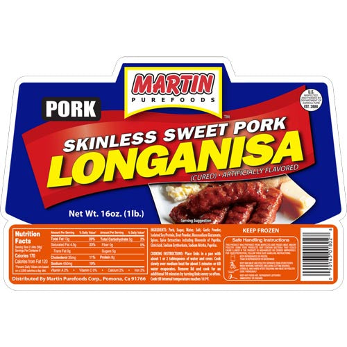 Martin Purefoods - Skinless Sweet Pork Longanisa - 16 OZ