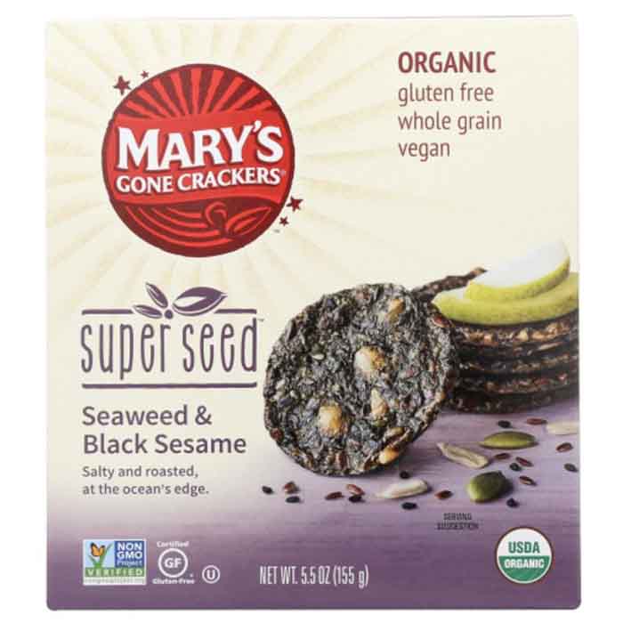 Mary's Gone Crackers - Super Seed Seaweed & Black Sesame Crackers, 5.5