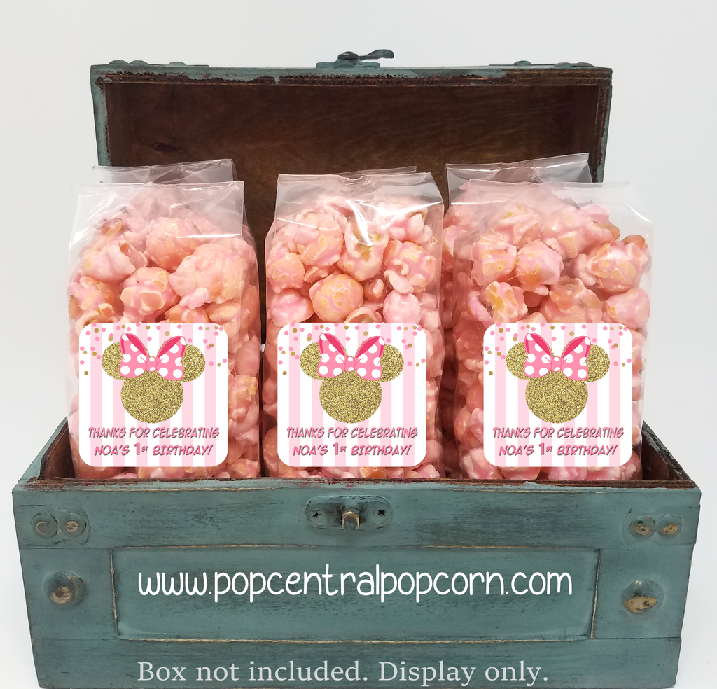 Pink and Gold Minnie Party - Popcorn Party Favors